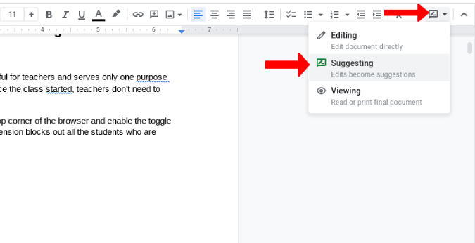 Sugiriendo en Google Docs
