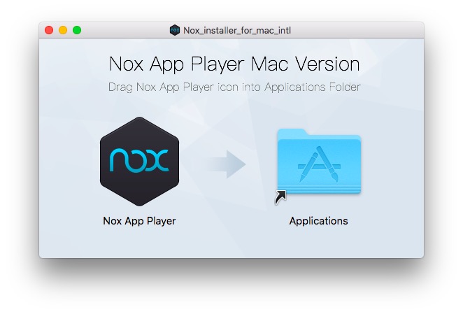 Arrastre el icono del reproductor de aplicaciones NOX a la carpeta de aplicaciones.