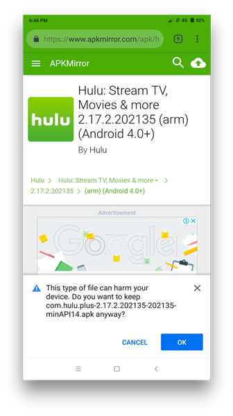 Aplicación Hulu de Apk Mirror