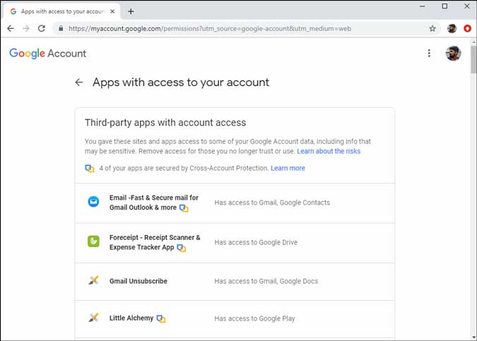 Todas las aplicaciones que tienen acceso a mis datos