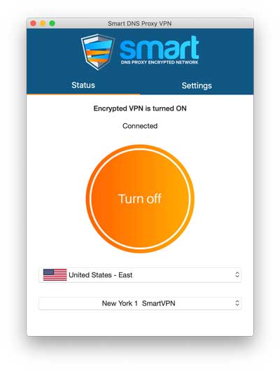 Aplicación VPN que se conecta a un servidor de EE. UU.