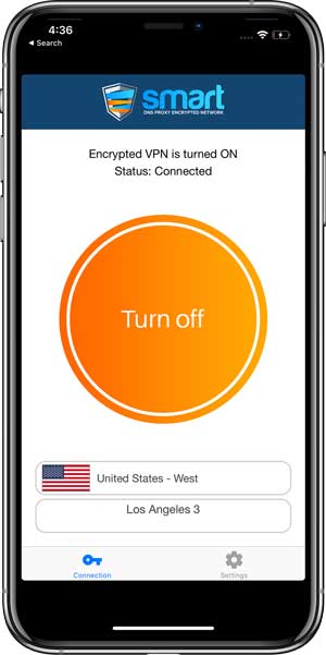 VPN conectada en la aplicación