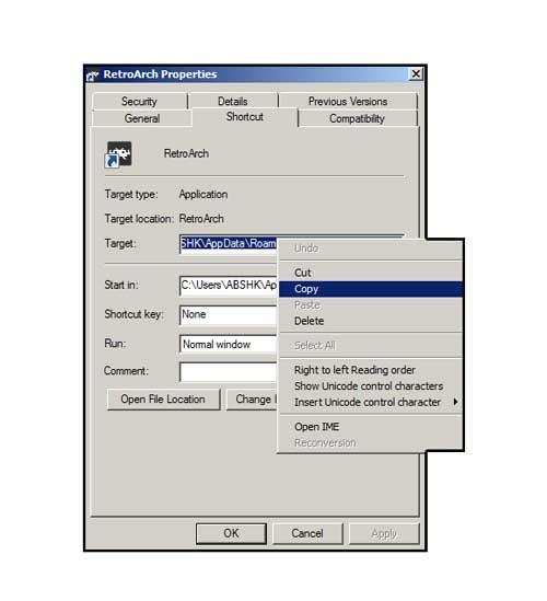 propiedades retroarch