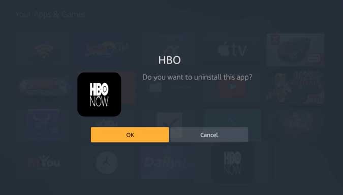 Eliminar otras aplicaciones de HBO