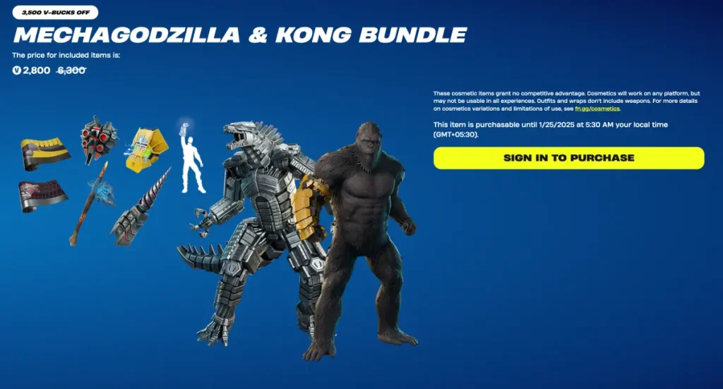 Mechagodzilla y Kong Bundle 2.800 V-Bucks