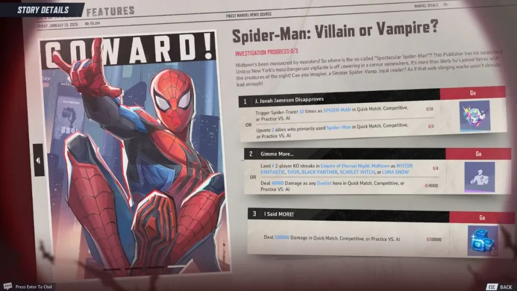 Midnight presenta rivales de villano o vampiro de Spider-Man