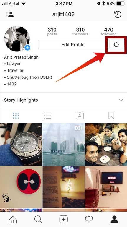 Configuración de Instagram iPhone