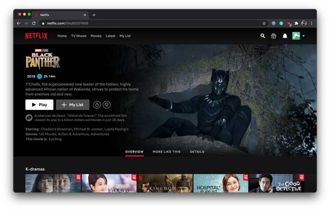 Disfruta de Black Panther en Netflix