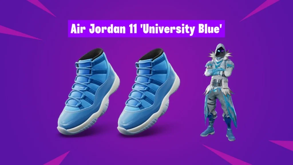 Raven congelado con Air Jordan 11 'University Blue' en Fortnite
