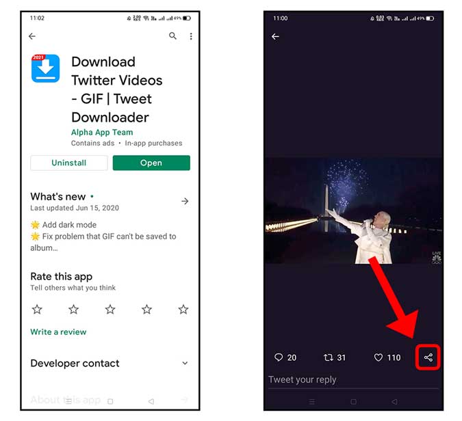 Instalar la aplicación Descargar videos de Twitter