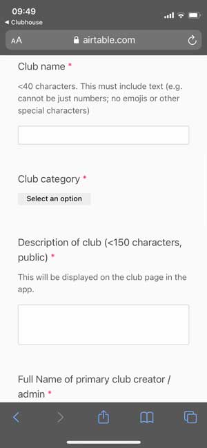 Solicite un club en la casa club