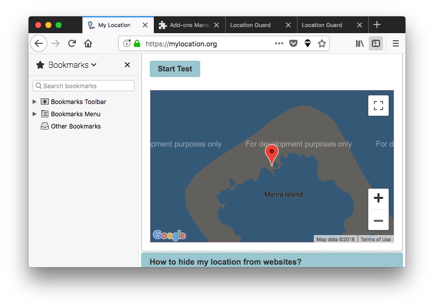 Cambiar la ubicación del navegador País en Firefox
