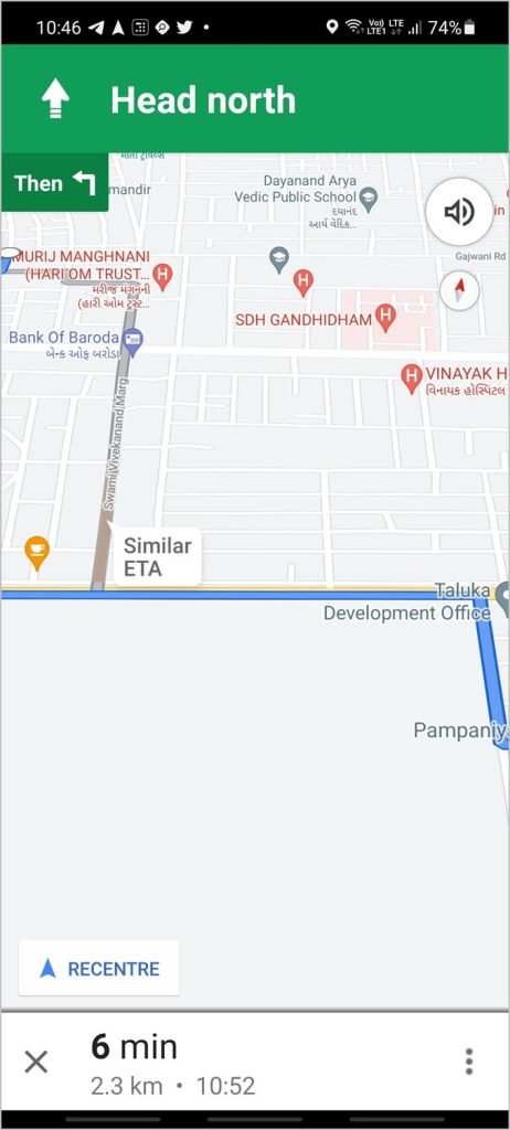 Navegación de Google Maps