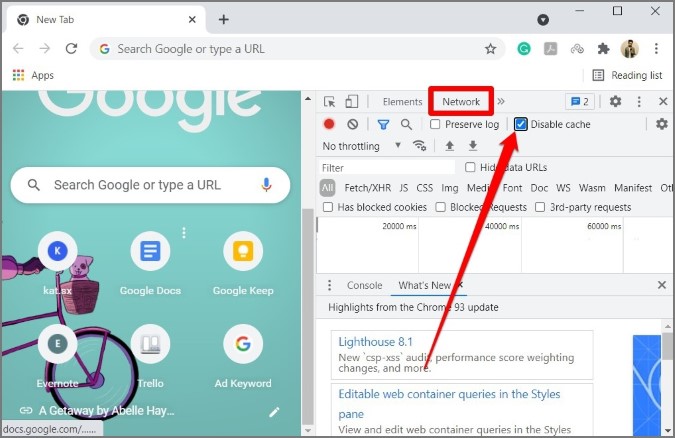 Deshabilitar el caché en Chrome