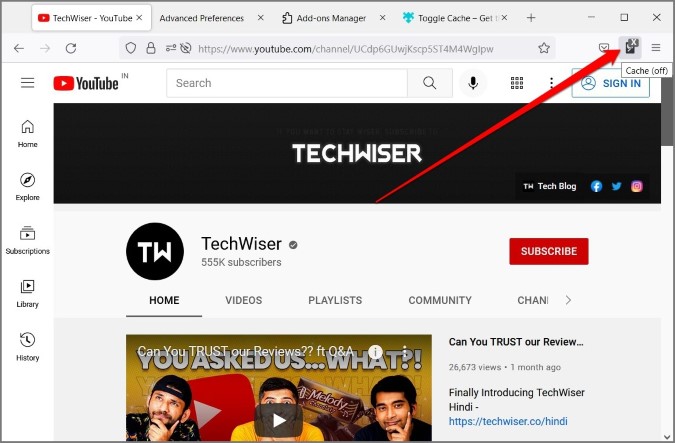 Use la extensión para deshabilitar el caché en Firefox