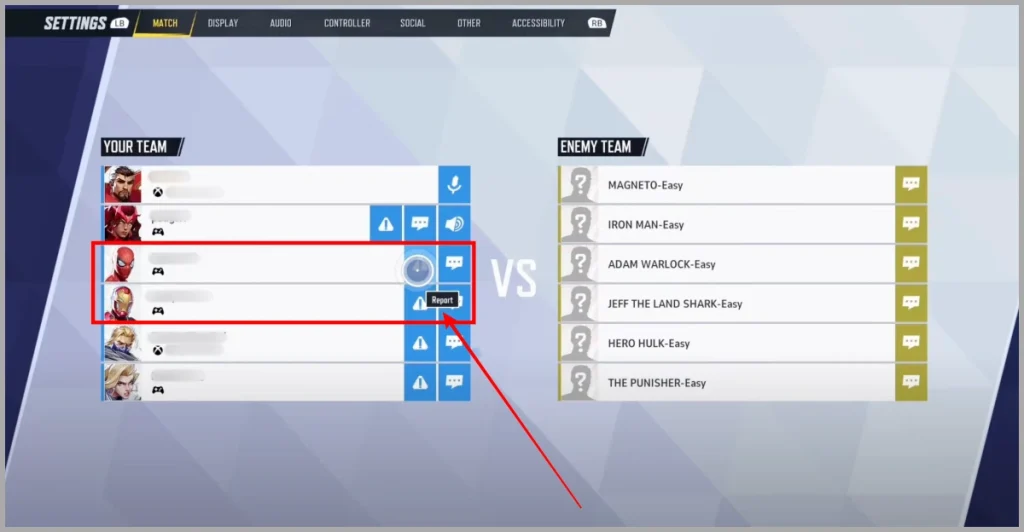 Cómo informar a los tramposos durante un partido en Marvel Rivals