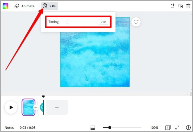 Duración de cambio en Canva