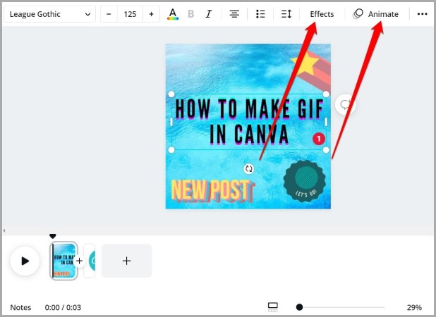 Texto animado en GIF