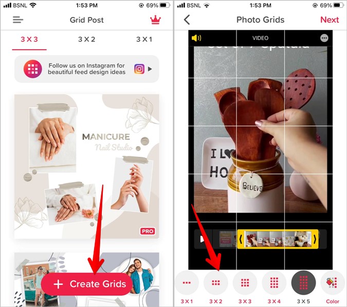 Fotos divididas para Instagram Grid Post iPhone