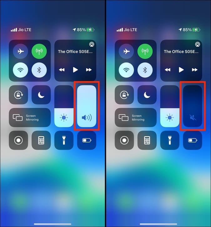 Use el centro de control para apagar el sonido de la cámara