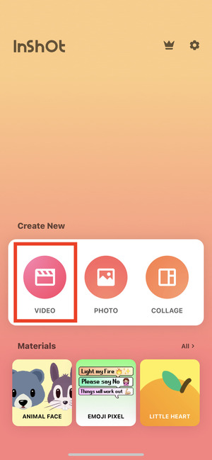 Toque Video en Inshot en iPhone