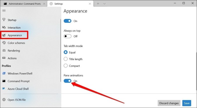 Habilitar o deshabilitar animaciones en Windows Terminal