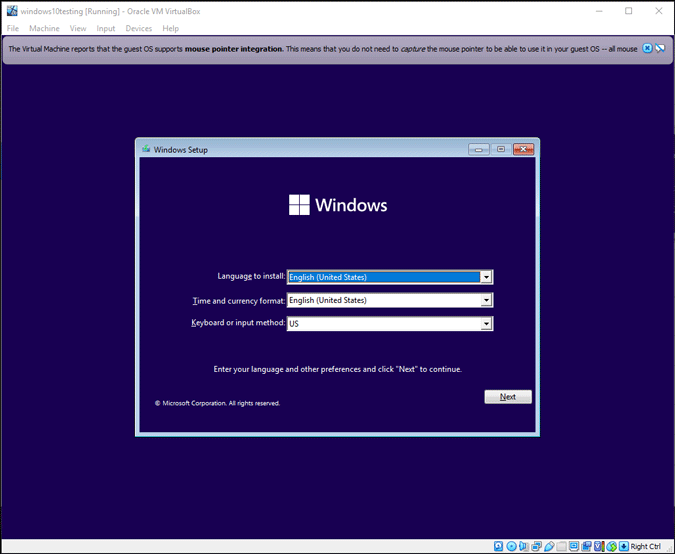 Iniciar la instalación de Windows 11 en el cuadro virtual