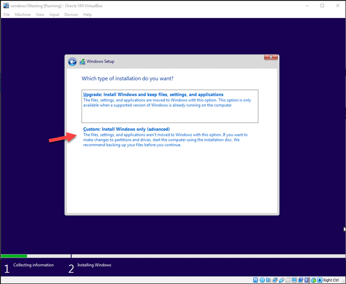 Elija el tipo de instalación de Windows 11