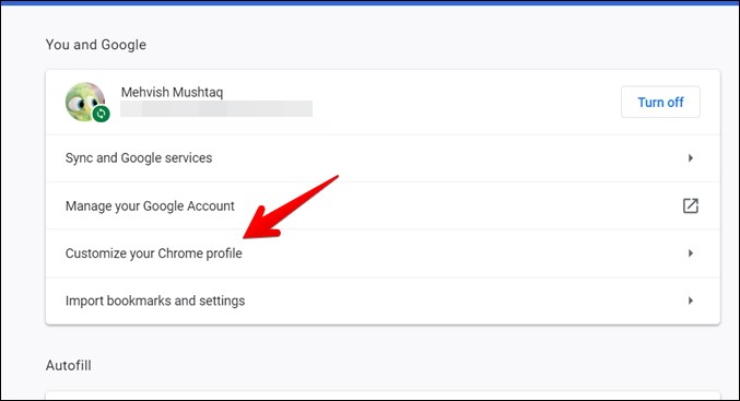 Perfil de personalización de Google Chrome