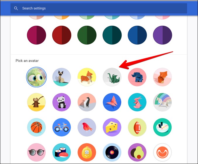 Google Chrome elige avatar