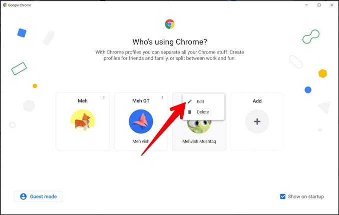 Imagen de perfiles de edición de Google Chrome