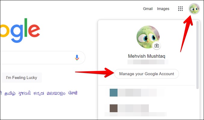 Google Chrome Administre su cuenta de Google