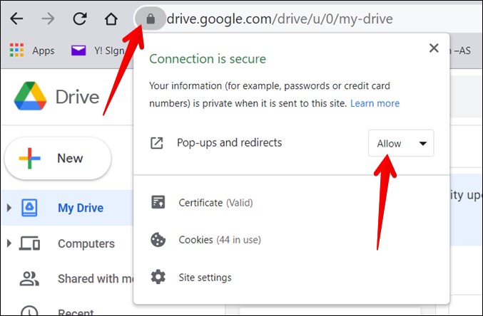 Pop-up Chrome PC permite un sitio web único