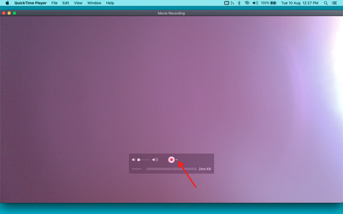 Tiny Down Arrow en Quicktime Player en Mac