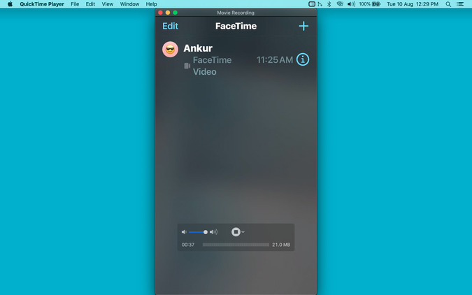 Haga una llamada FaceTime en el iPhone que se está grabando en Mac