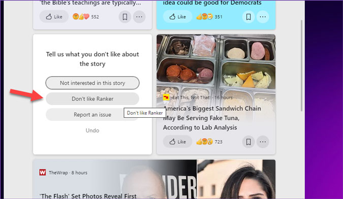 ocultar sitio web de noticias de widgets