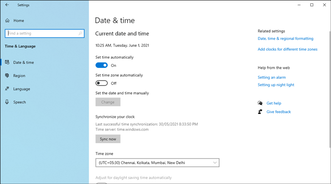 Configuración de fecha y hora de Windows 10