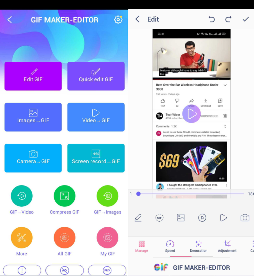 Convierta YouTube en GIF en Android