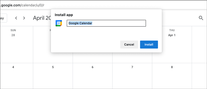 Instale el calendario de Google PWA en Mac