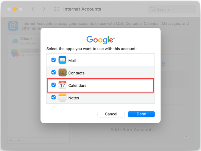 Sincronizar el calendario de Google en Mac
