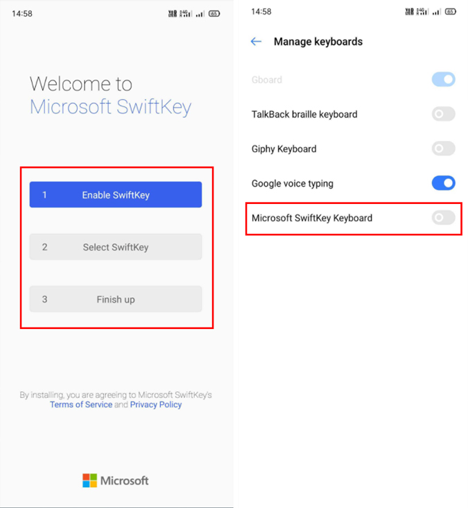 Habilitar la opción SwiftKey