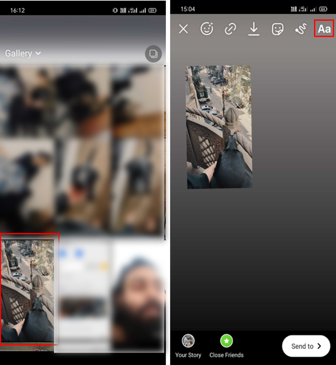 Opción de carga de fotos de Instagram