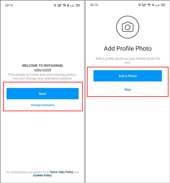 Opción de foto de perfil de Instagram 
