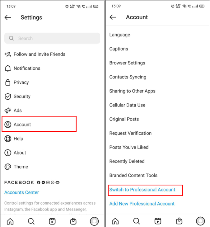 Configuración de cuenta profesional en Instagram 