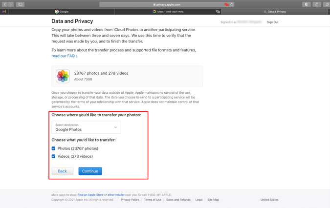 Transferir fotos de iCloud a Google Photos
