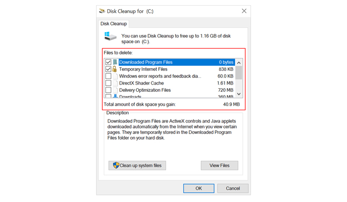 Limpieza de disco de Windows
