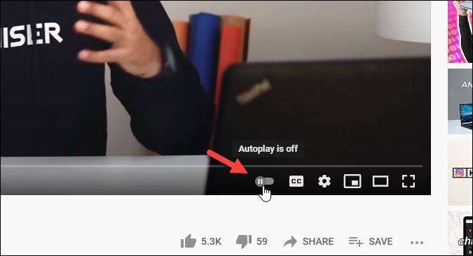 Desactive la autoplay en YouTube en la web