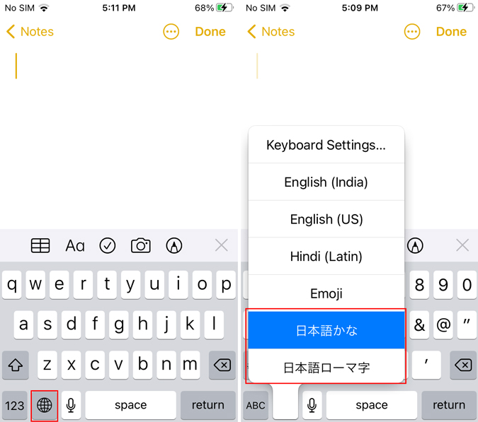 Cambiar el teclado iPhone