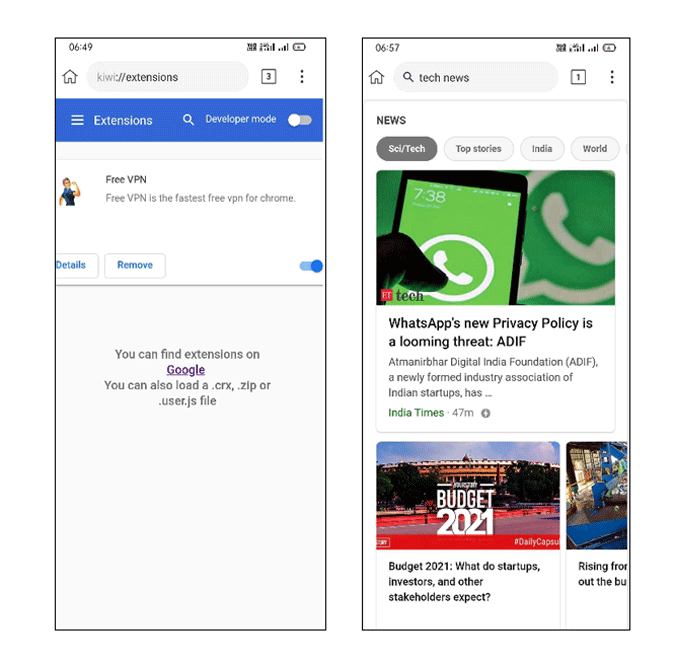 Extensión VPN del navegador Kiwi 