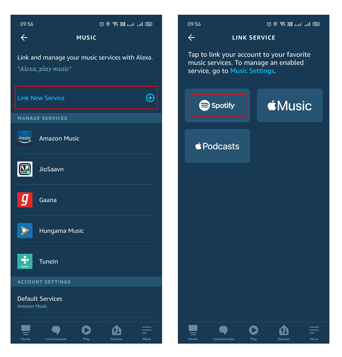 Vinculación de un nuevo servicio en Alexa
